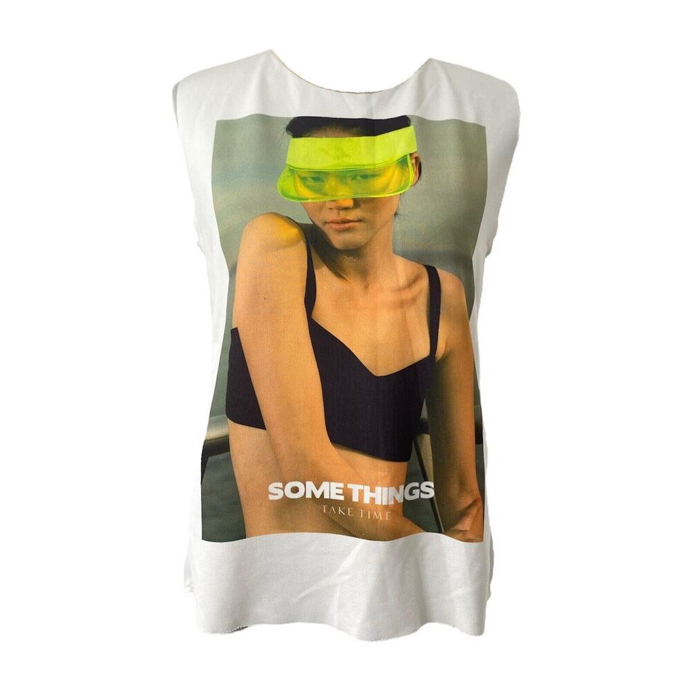 Women’s Medium Shirt Zara W8 8 Collection Some Things White Sleeveless Graphic